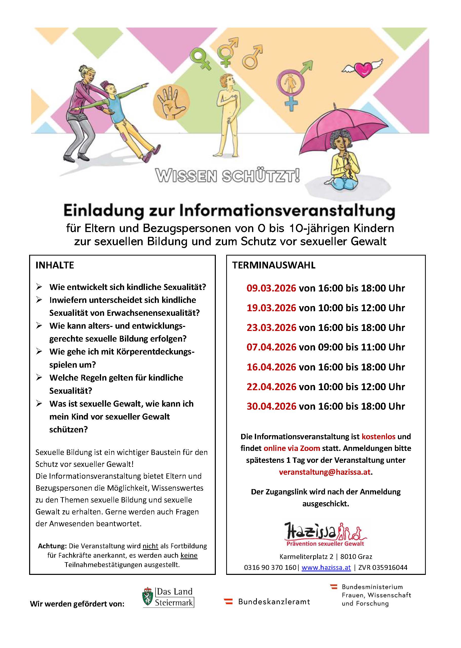 Informationsveranstaltung für Eltern und Bezugspersonen von 0 bis 10-jährigen Kindern zur sexuellen Bildung und zum Schutz vor sexueller Gewalt