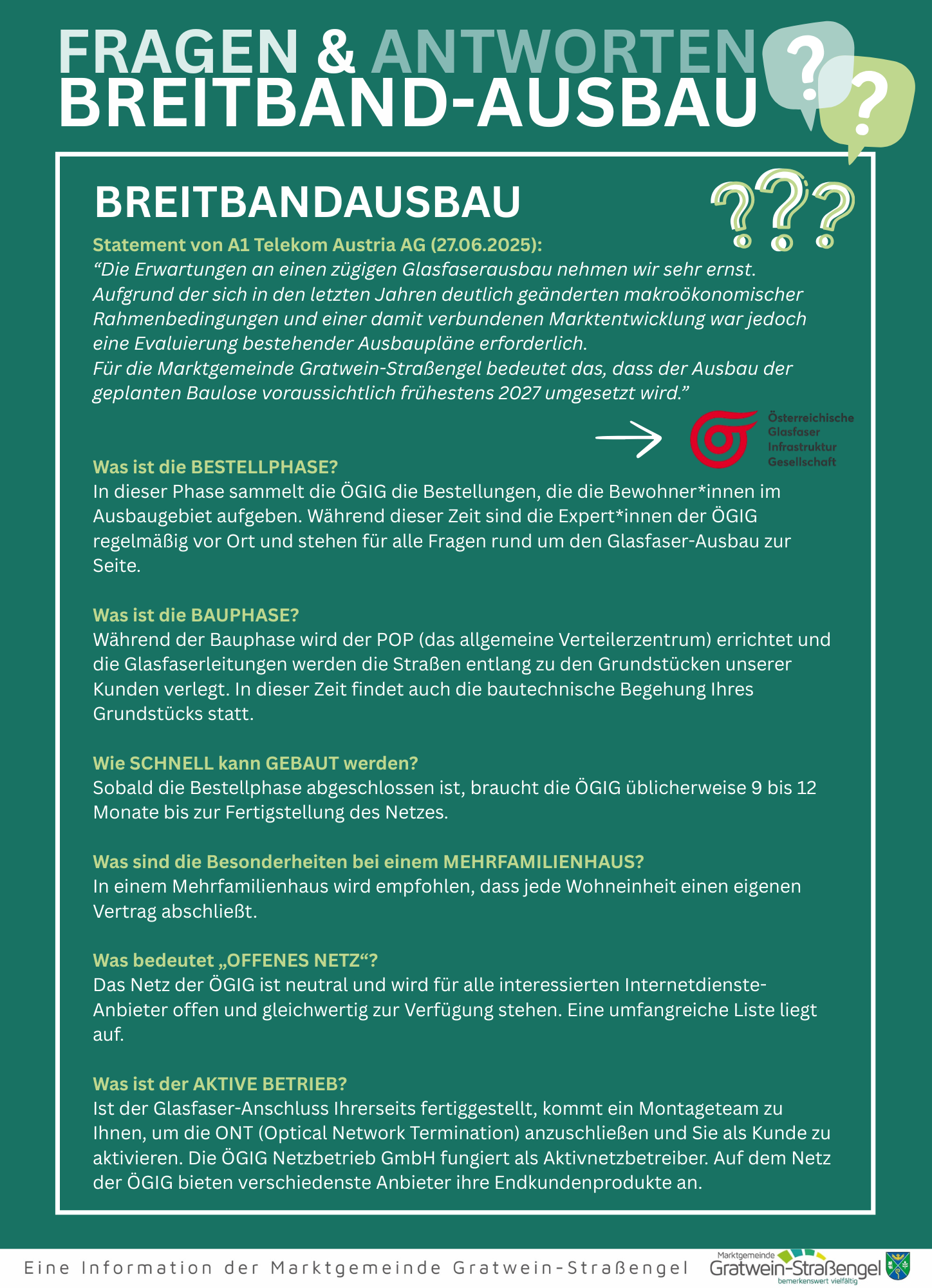 Fragen & Antworten zum Breitbandausbau der ÖGIG