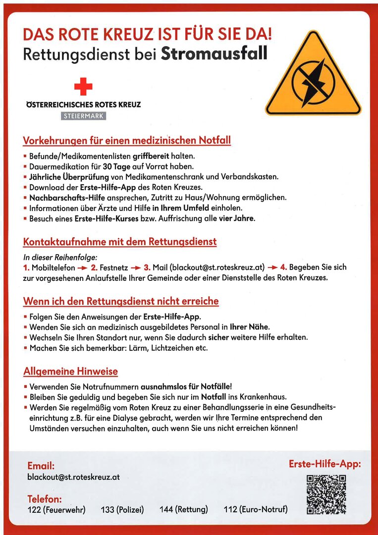 Rotes Kreuz: Rettungsdienst bei Stromausfall